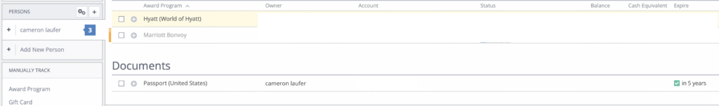 View Passport in AwardWallet.